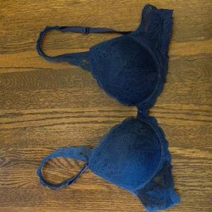 Navy blue lace bra